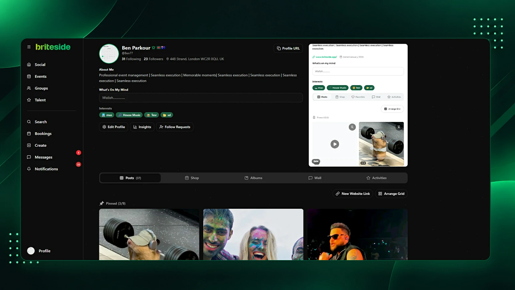 Briteside marketing homepage — the most practical social platform